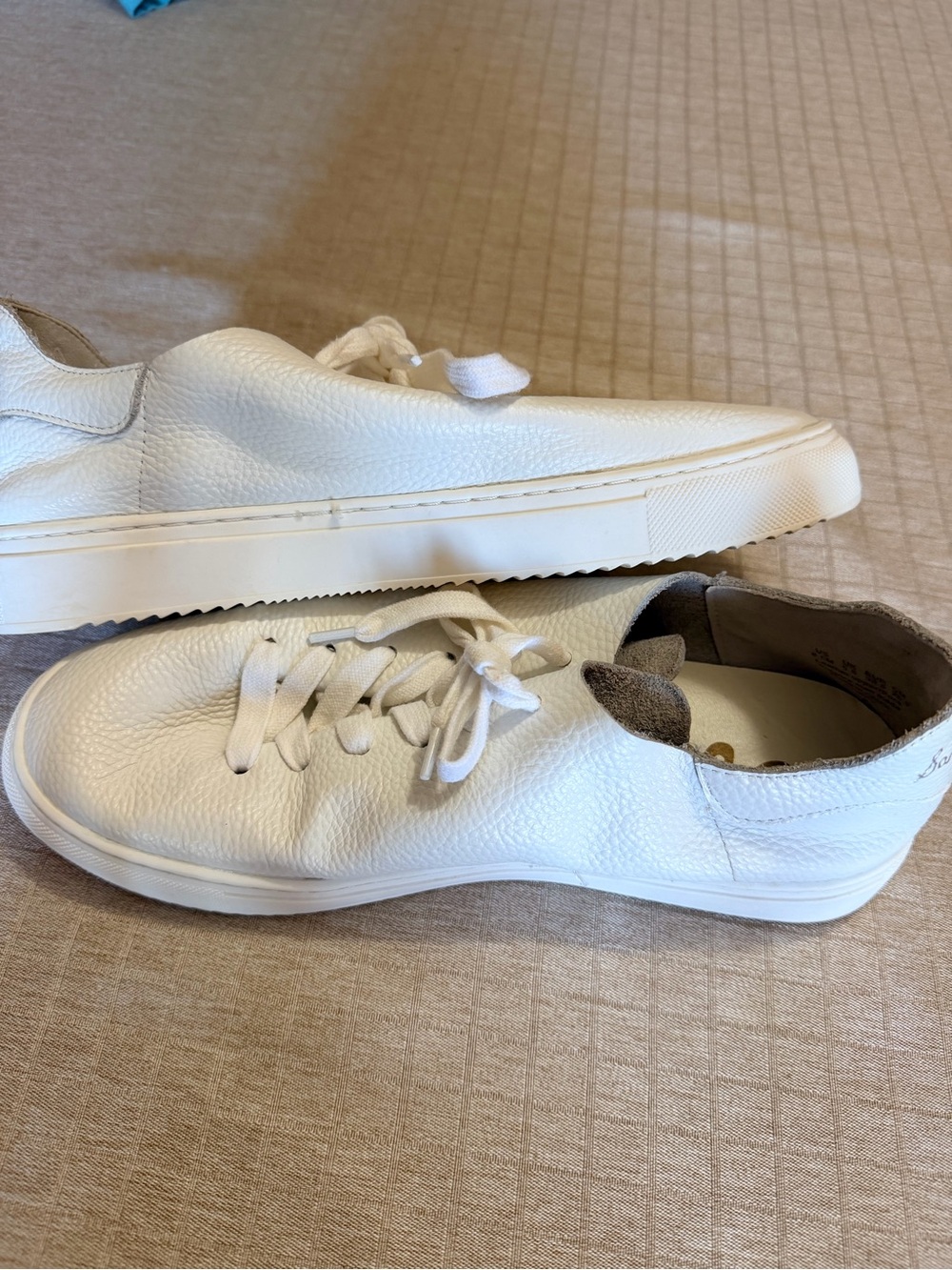 Sam Edelman White Leather Low-Top Lace-Up Sneakers